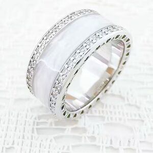 Elegant 925 Sterling Silvery Wide Band Ring
